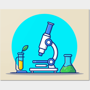 Microscope, Test Tube And Beaker Glass Posters and Art